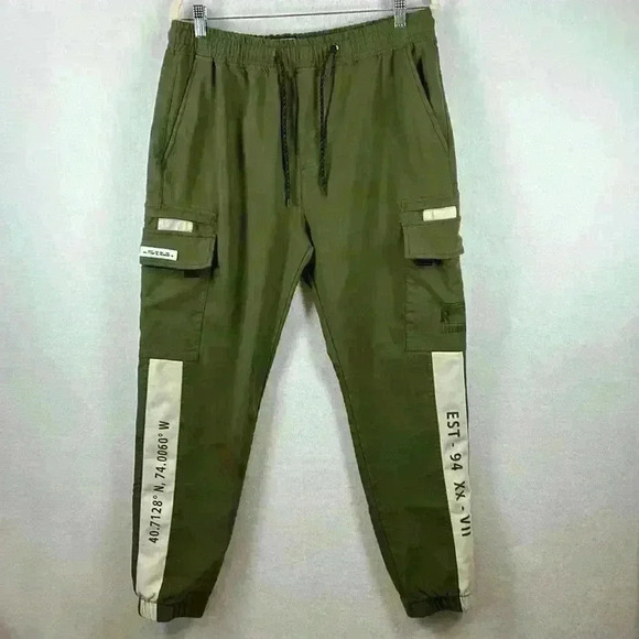 Rock Salt Cargo Joggers Size XL* Green Rayon Nylon Spandex - Picture 1 of 13